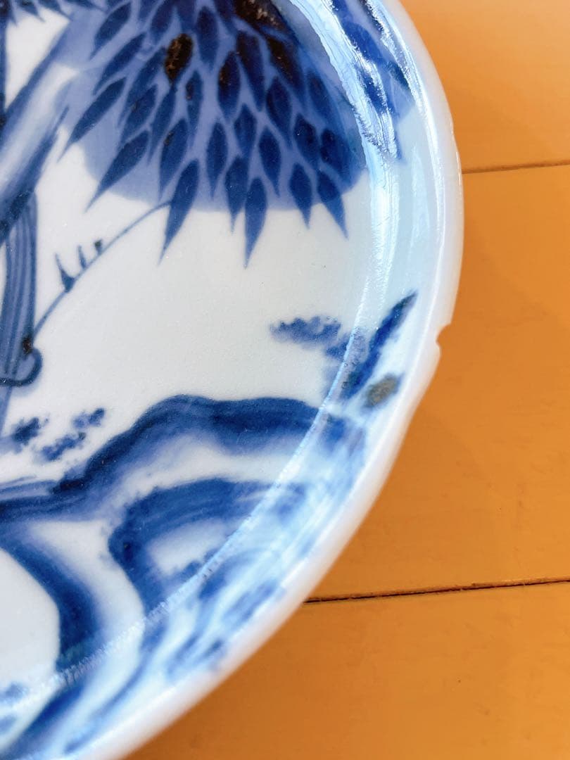 古伊万里 染付 竹文 中皿 5客 江戸後期 手描き 小皿 取皿 骨董