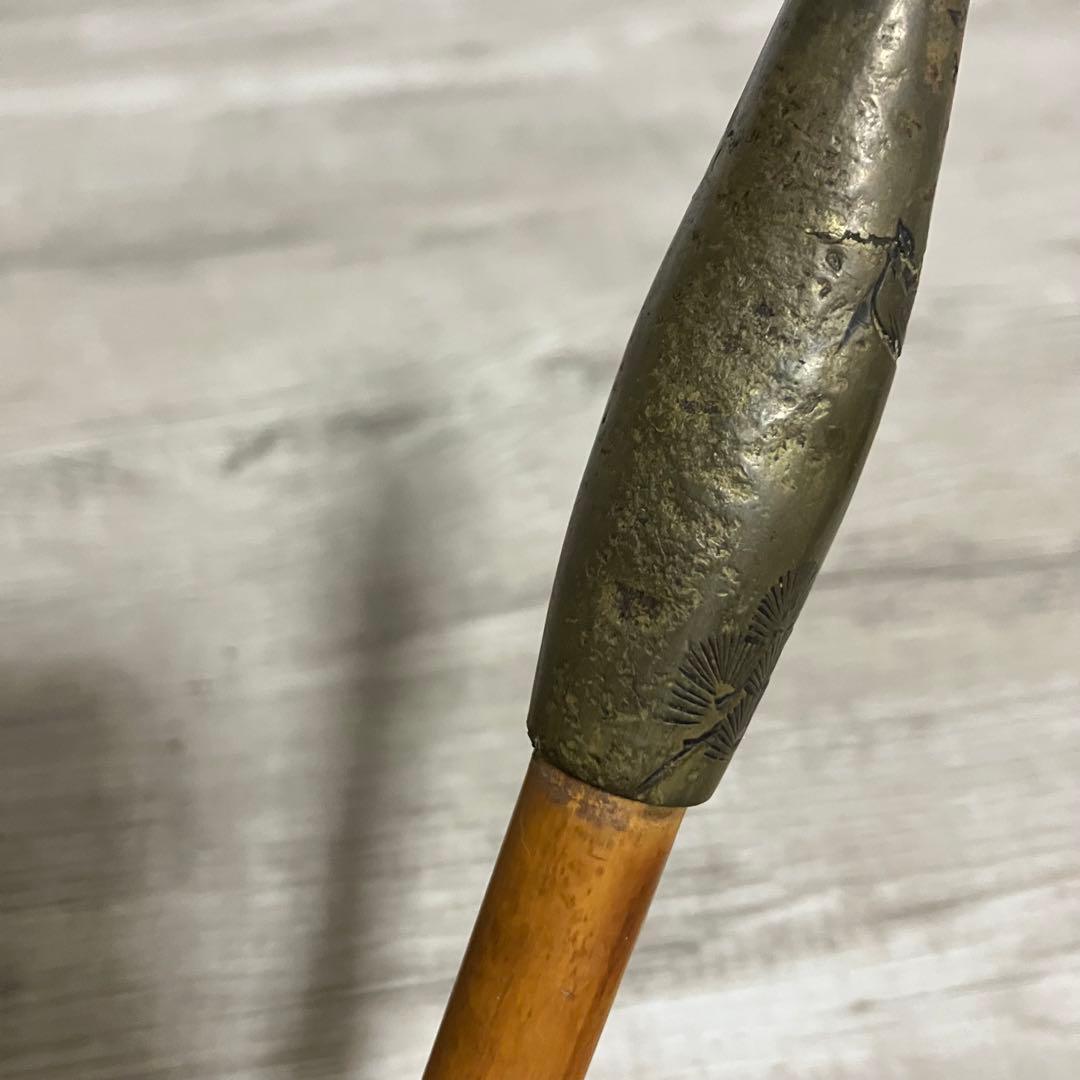 3F 【骨董】時代物 煙管 鷹と松の彫刻 真鍮 羅宇煙管 喫煙具 レトロ