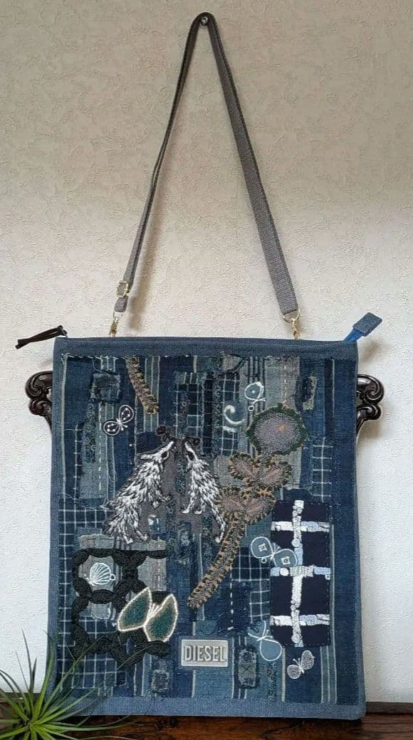 《DIESELとWolf＆Flower》古布　藍染　襤褸　ミナペルホネン　バック