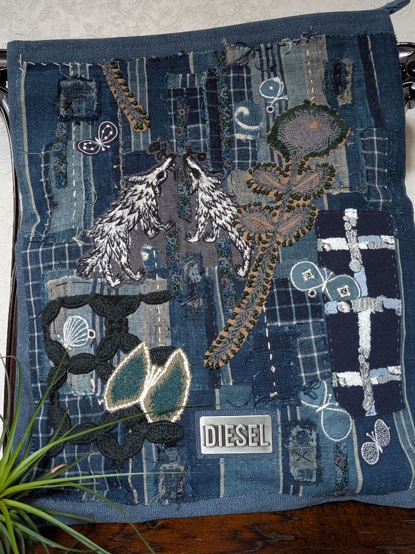 《DIESELとWolf＆Flower》古布　藍染　襤褸　ミナペルホネン　バック