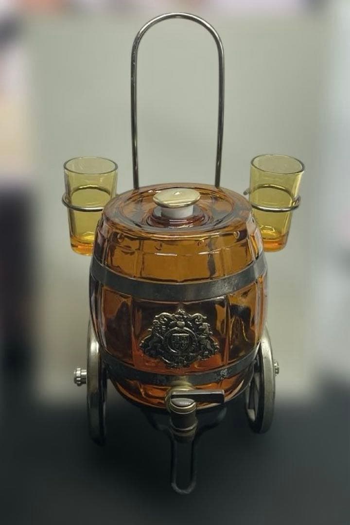 レトロ樽型ドリンクサーバー 台座・ショットグラス2個付
