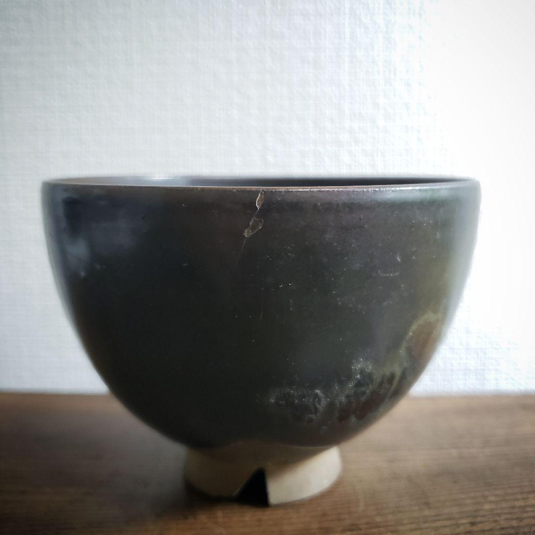 茶碗　銘　壽山　黒　抹茶碗　茶道具　茶器　訳あり　割れ直し　欠け