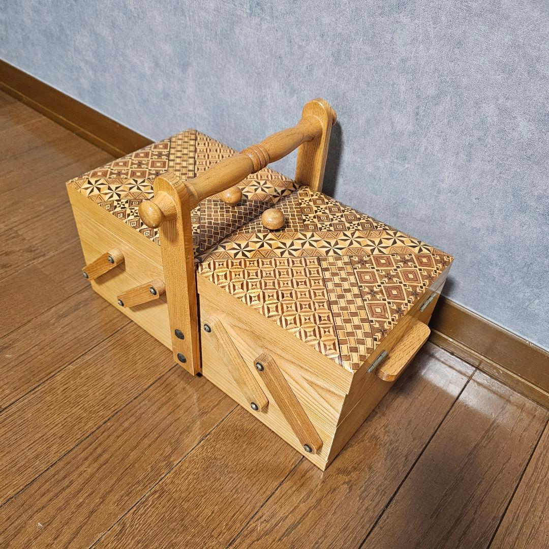 箱根寄木細工 希少 可動式 持ち運び箱