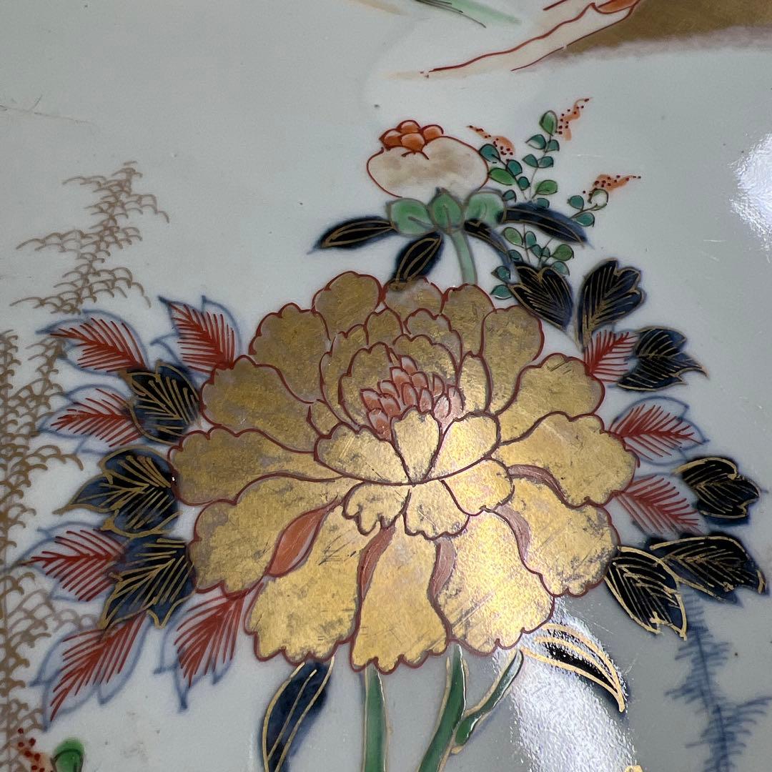 古伊万里　染錦大皿2枚　直径約46.5㎝　東Y8-0319③