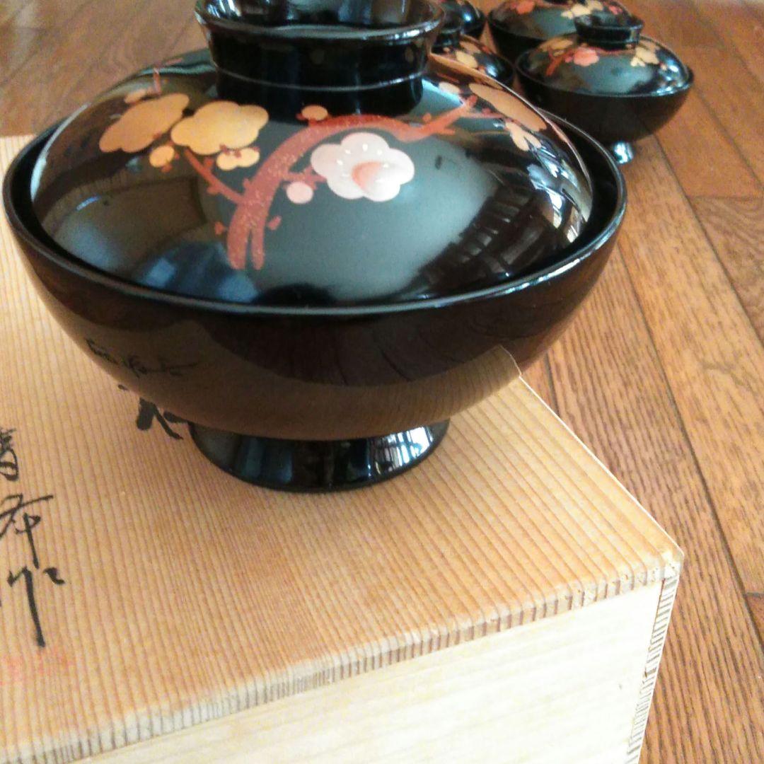 蒔絵　　蓋付お椀　５客