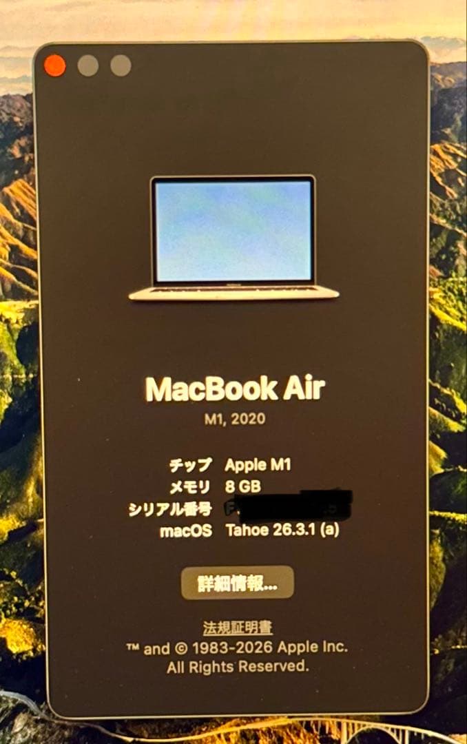 M1 MacBook Air 13.3インチ バッテリー容量88% 512GB