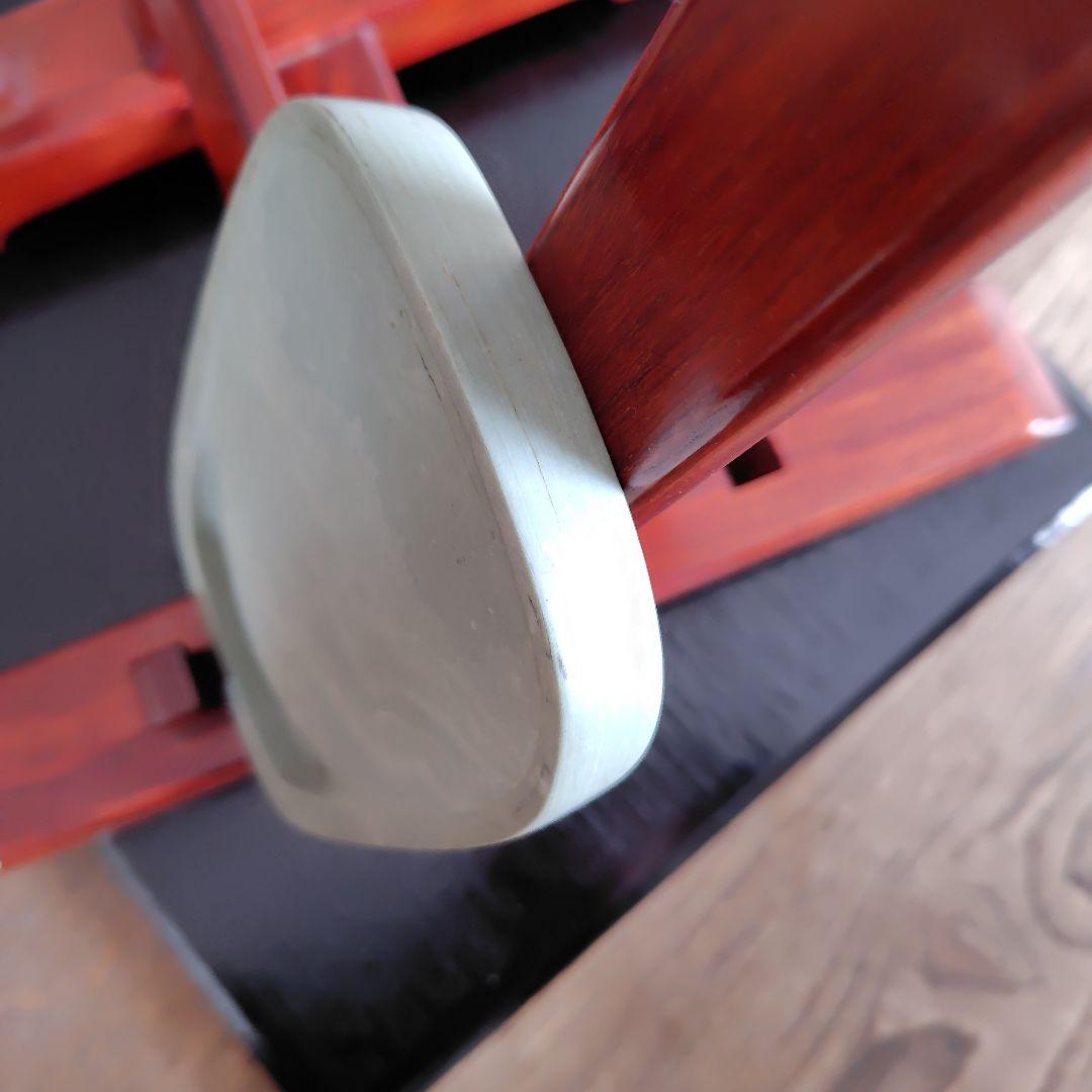 硯　松花江緑石硯　蓋付き硯楕円形 書道具