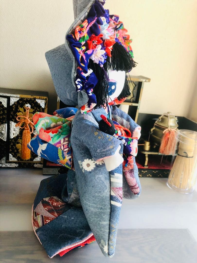 ＊着物 文化人形 お人形 布人形 約30cm &7cmお引きずり着物 古布＊