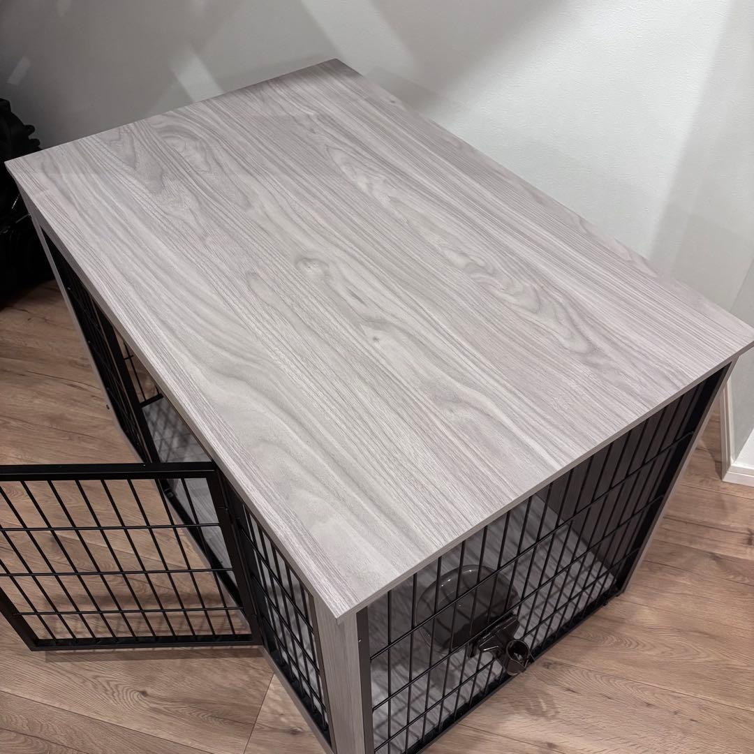 極美品！【Petnniko】犬ケージ 室内用 グレー ウォーターディッシュ付き