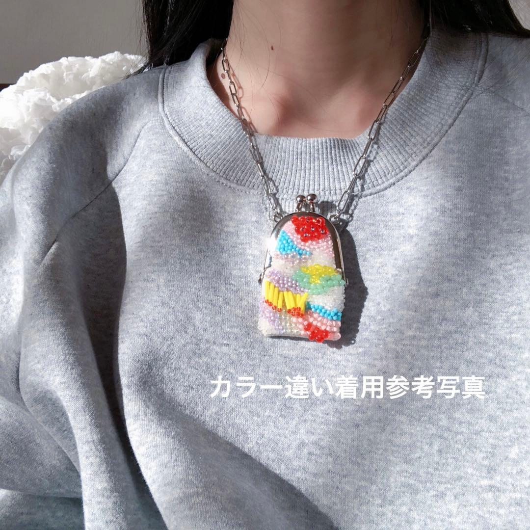 ハンドメイド　ビーズネックレス　がま口　がま口ネックレス　omamori