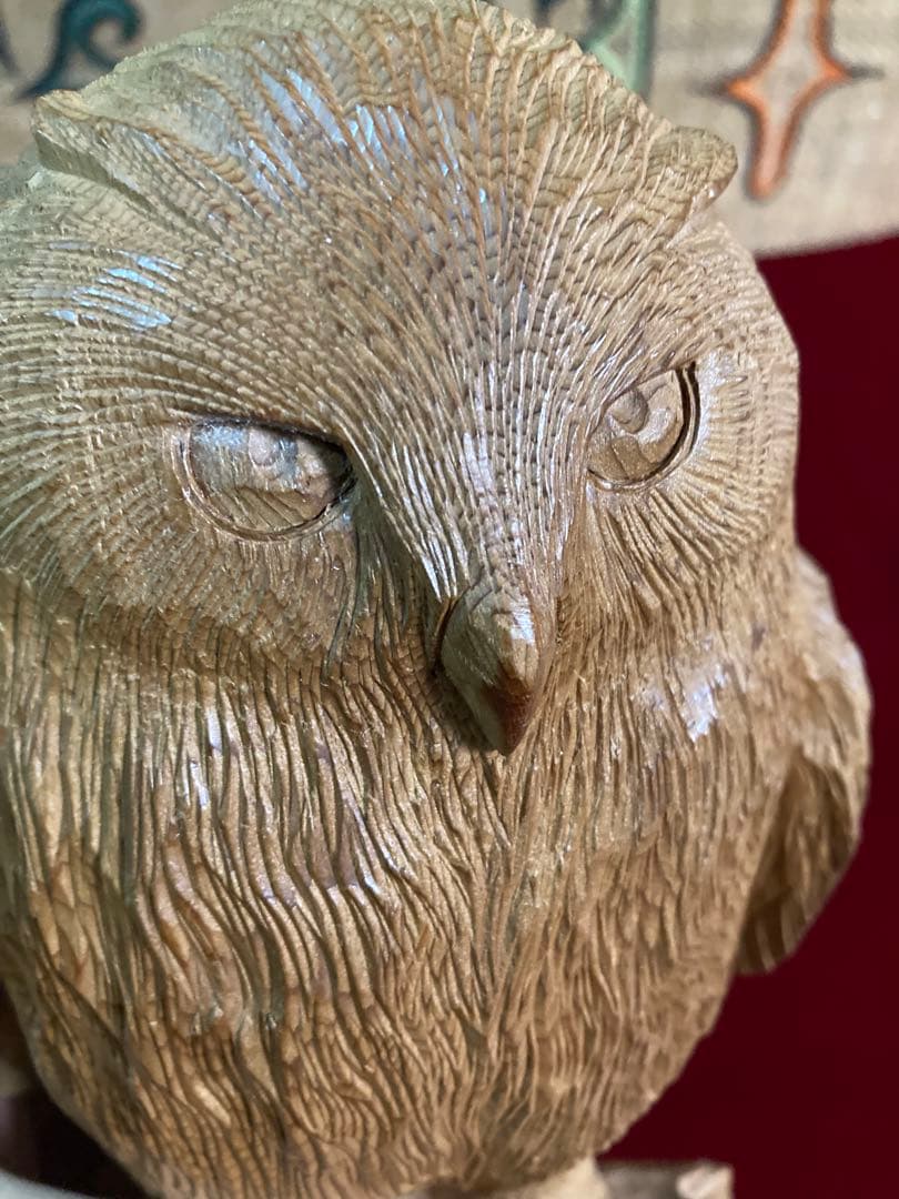 梟 木彫り ヴィンテージ 高さ約26cm横約 22cm