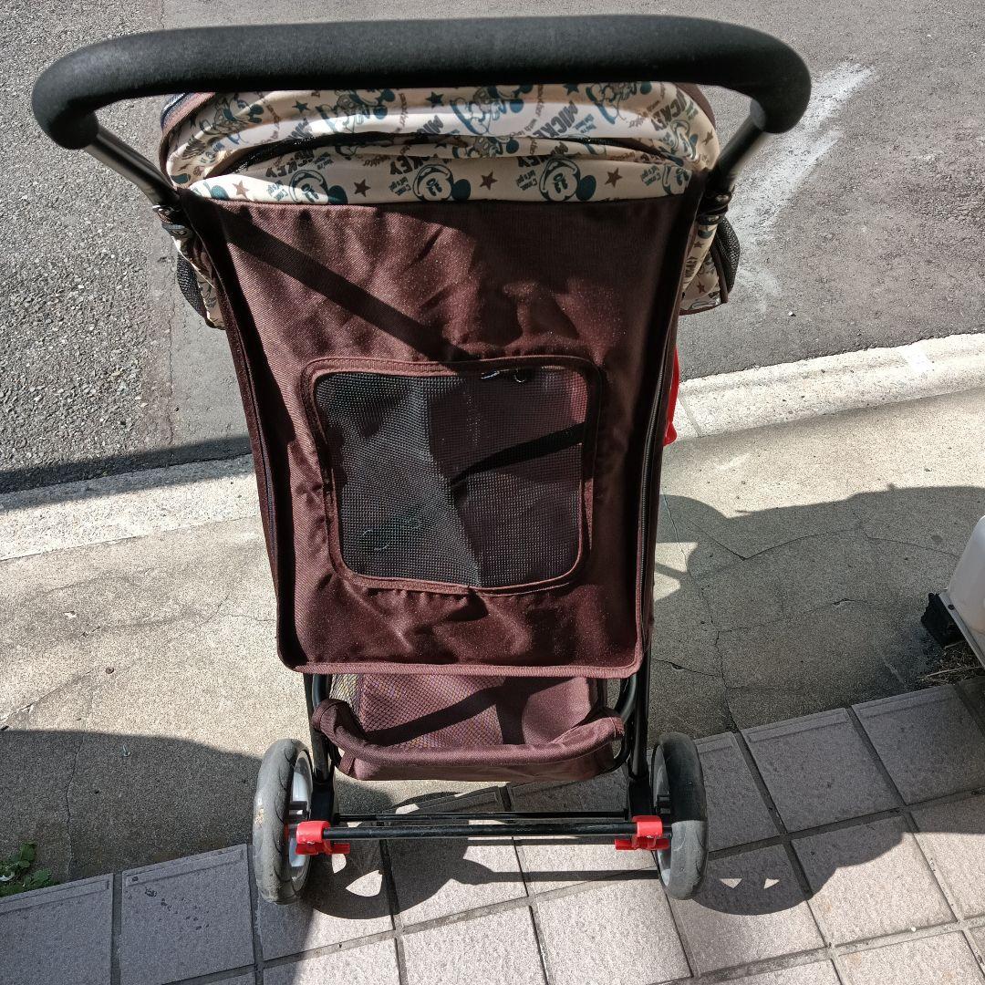 ディズニーミッキーペットカート2匹向けブラウン折りたたみ可能DISNEY