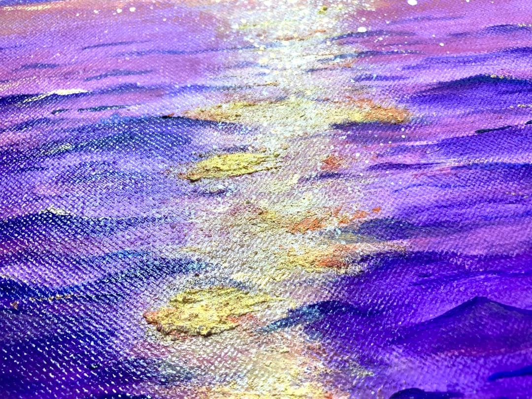 風景画　アクリル画　海　夕日　夕焼け　癒しのアート　開運