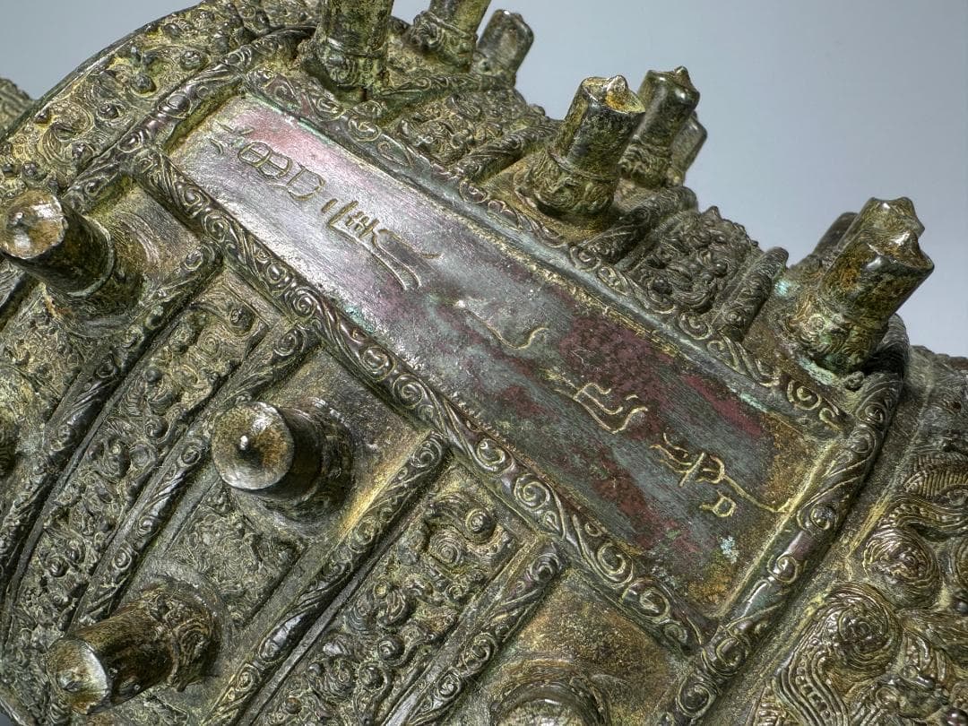 UM4-2中国美術　銅製　青銅器　編鐘　三点セット　時代物　唐物