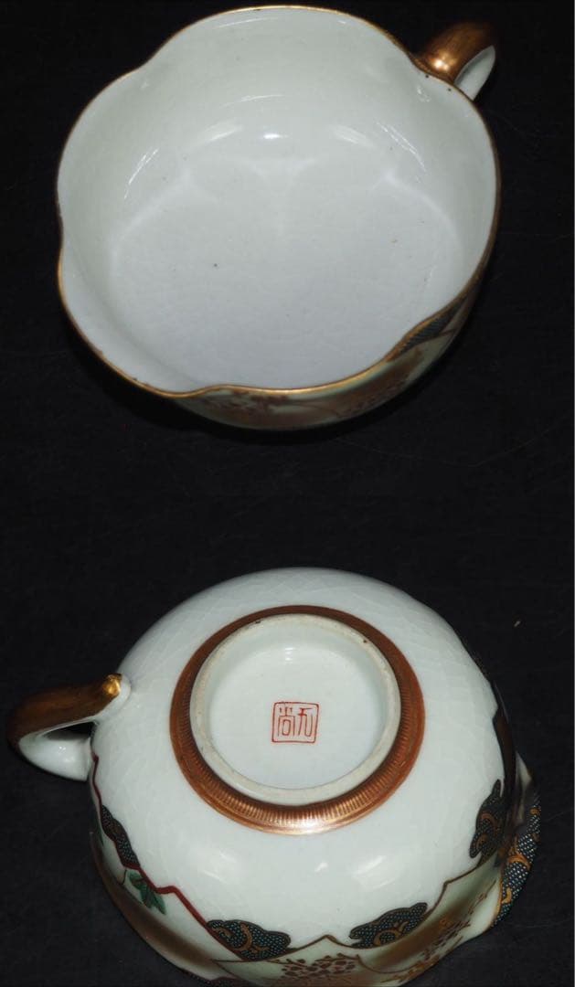 送料無料　時代九谷焼　優品茶器揃え7点セット　煎茶道具