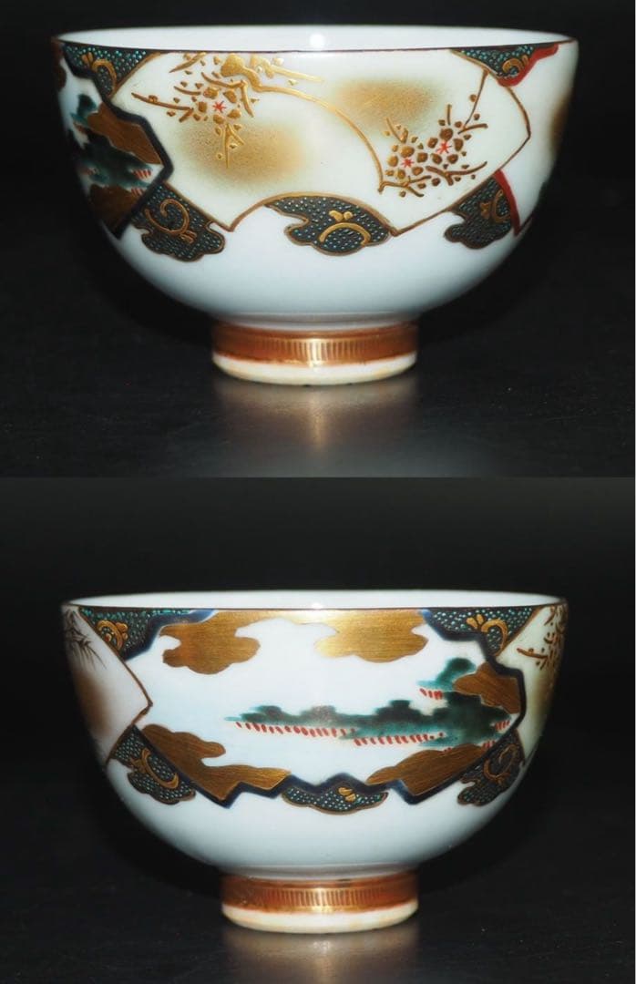 送料無料　時代九谷焼　優品茶器揃え7点セット　煎茶道具