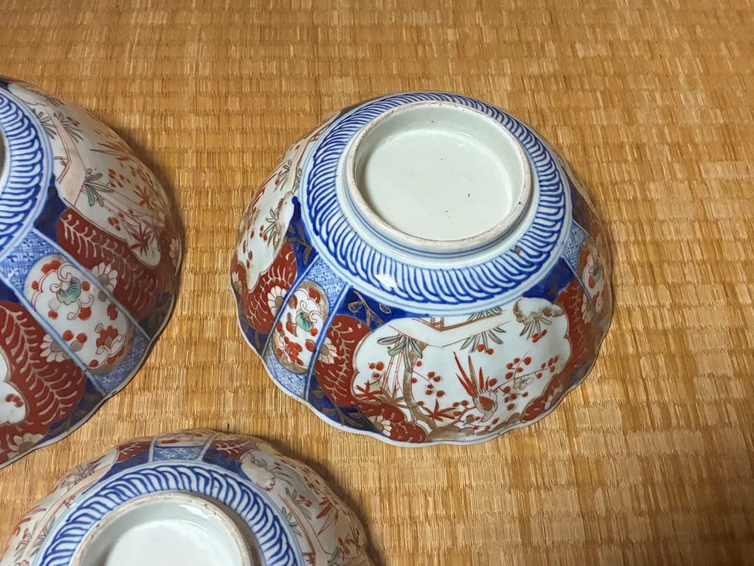 古伊万里 色絵 金彩 花鳥紋 三ツ組鉢 盛鉢 時代物