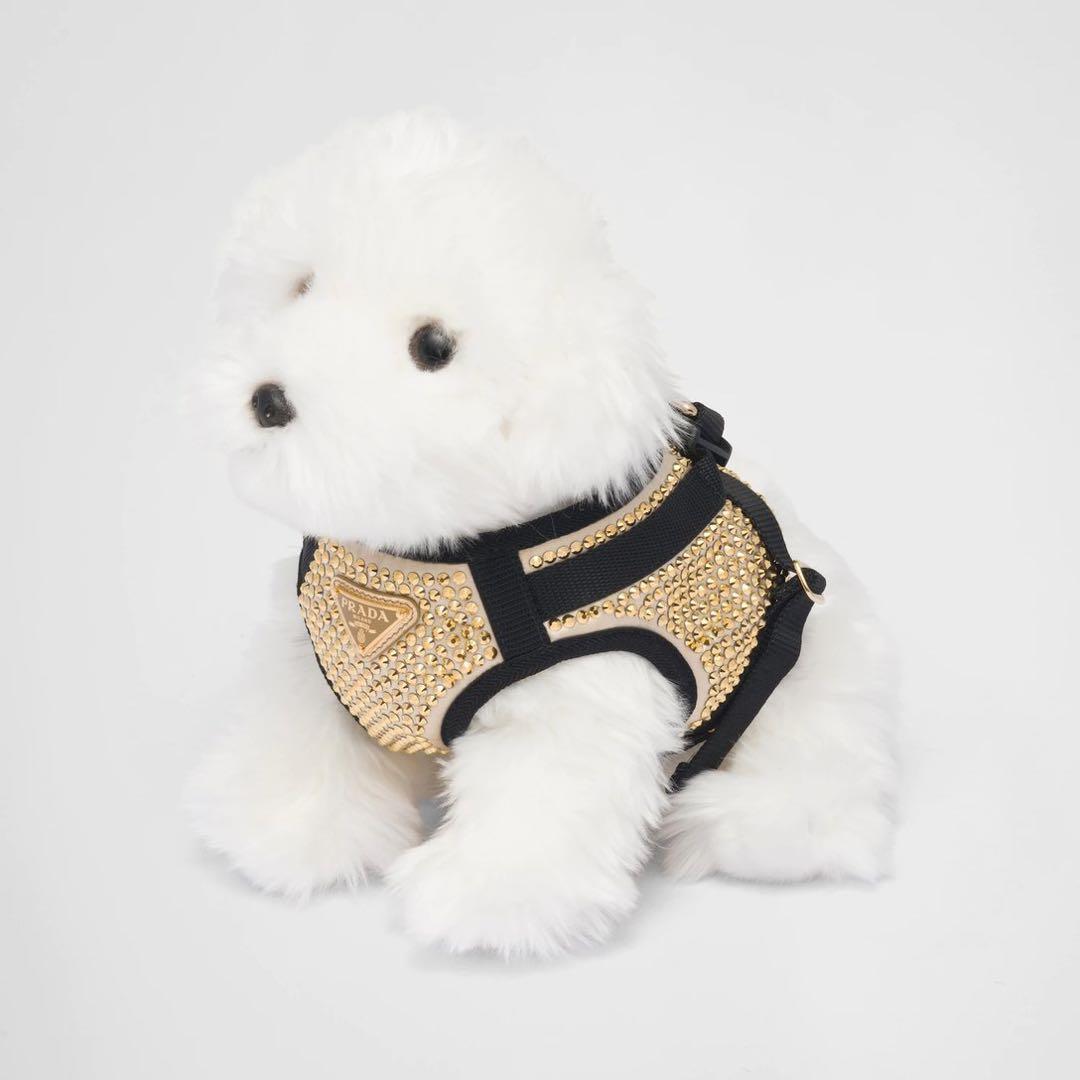 PRADA Re-Nylon クリスタルスタッズ サテン ドッグハーネス