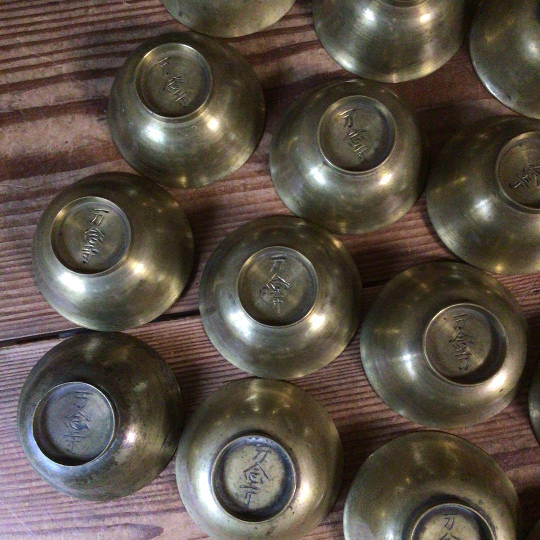 B*o様 No4387 寺院旧蔵品　真鍮佛器　20点　木箱付　仏教美術　仏器　送