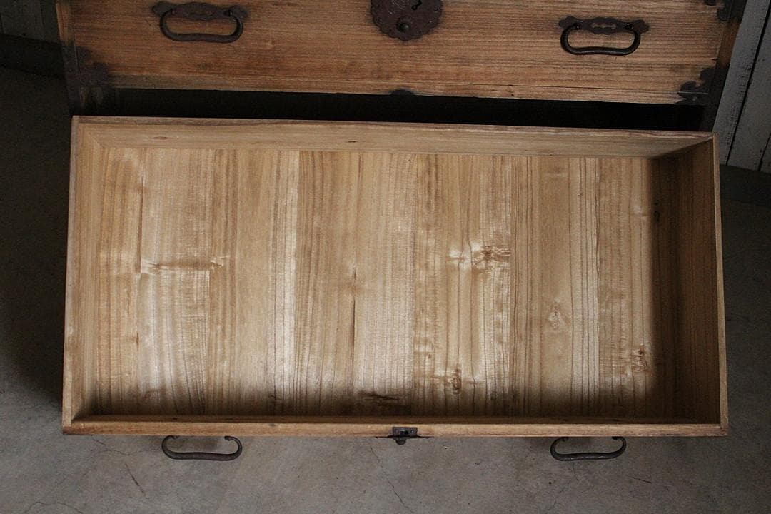 丸金具　時代箪笥3段　タンス　収納　古家具　古民家　時代家具