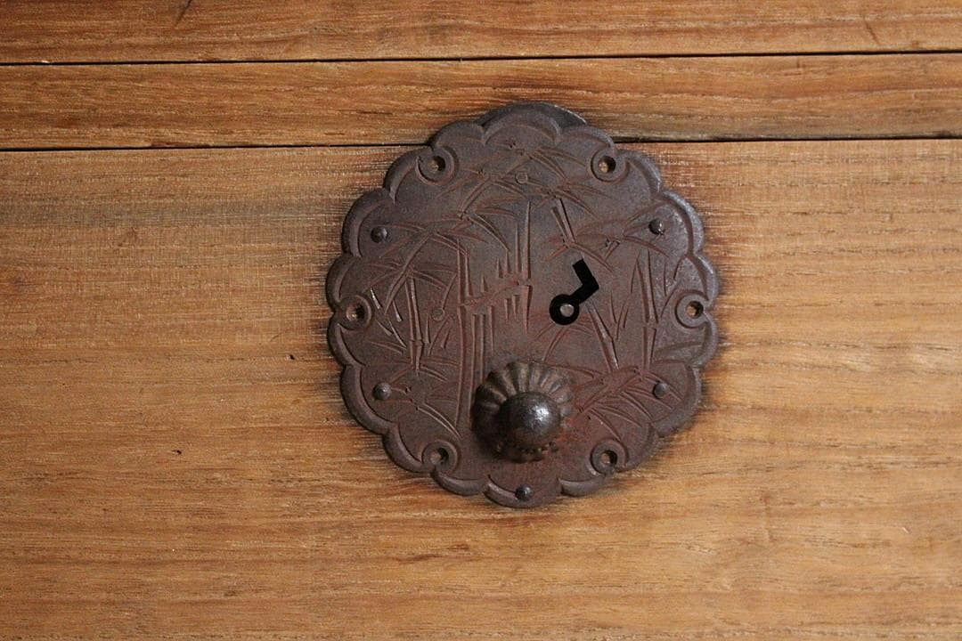 丸金具　時代箪笥3段　タンス　収納　古家具　古民家　時代家具