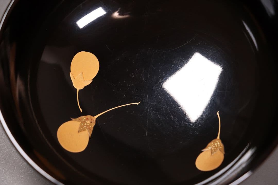 時代輪島塗 一富士二鷹三茄子金銀蒔絵 黒塗吸物椀 五客 木製 茶懐石 CL54