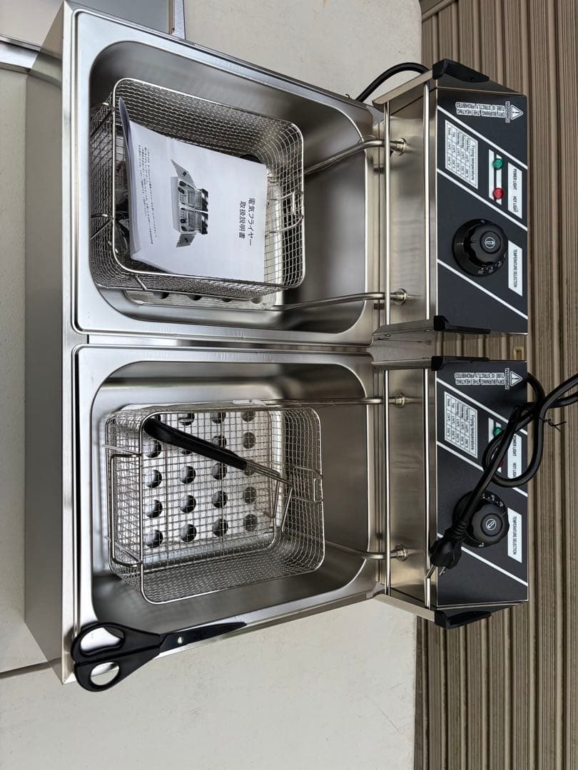 電気フライヤー 6L×2層