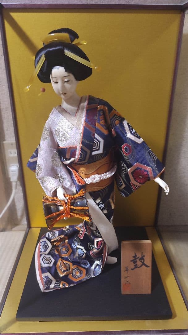 日本人形　翠仙作　鼓　/ 尾山人形 芸者　※ガラスケース付属あり/なし対応