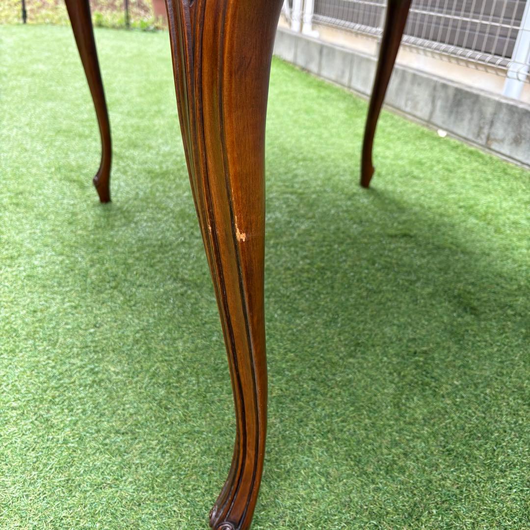 アンティーク ダイニングテーブル 楕円 猫脚 彫刻 象嵌 マホガニー 180cm