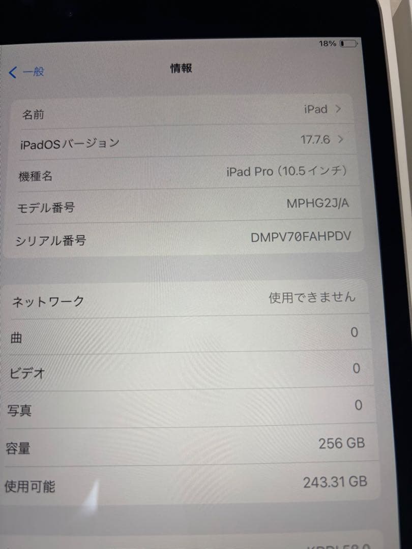 ぞ*び様 Apple iPad Pro (10.5インチ)本体 256GBバッテ