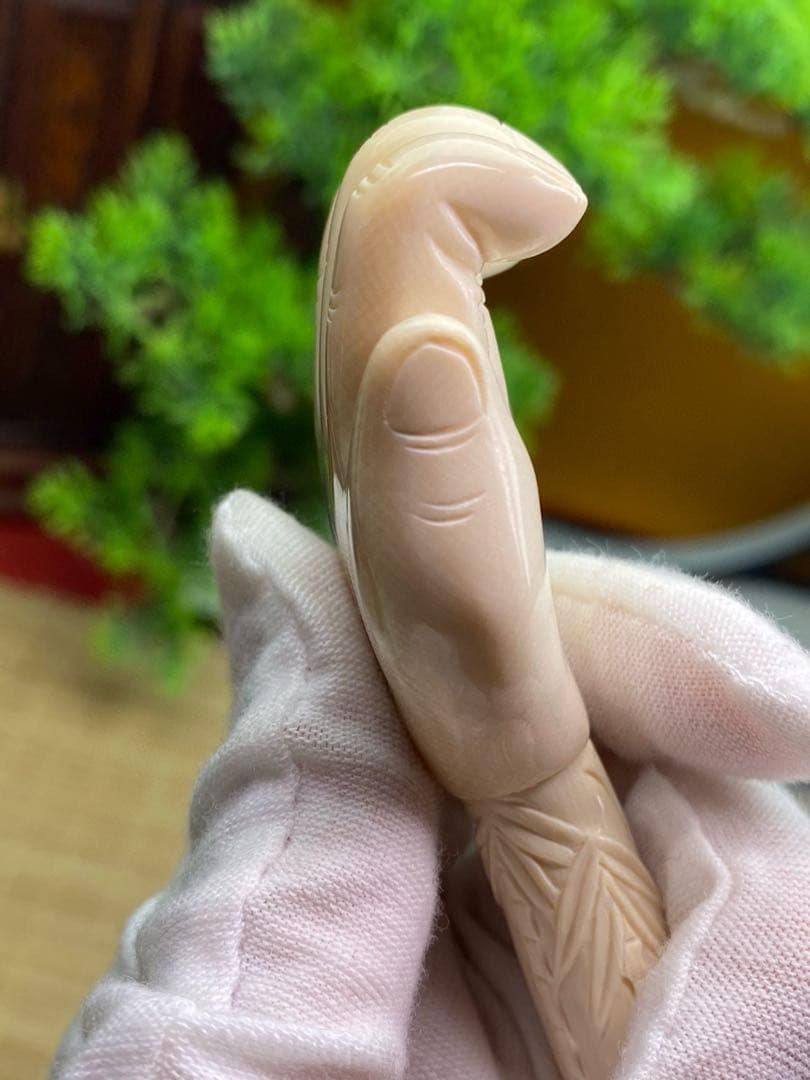 天然マンモス牙美しい手作り彫刻　孫の手　痒み搔き棒