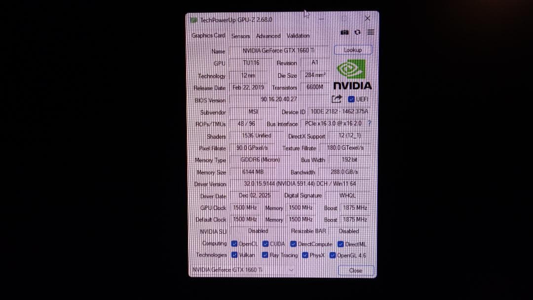 MSI GeForce GTX 1660 Ti GAMING X 6G 箱なし