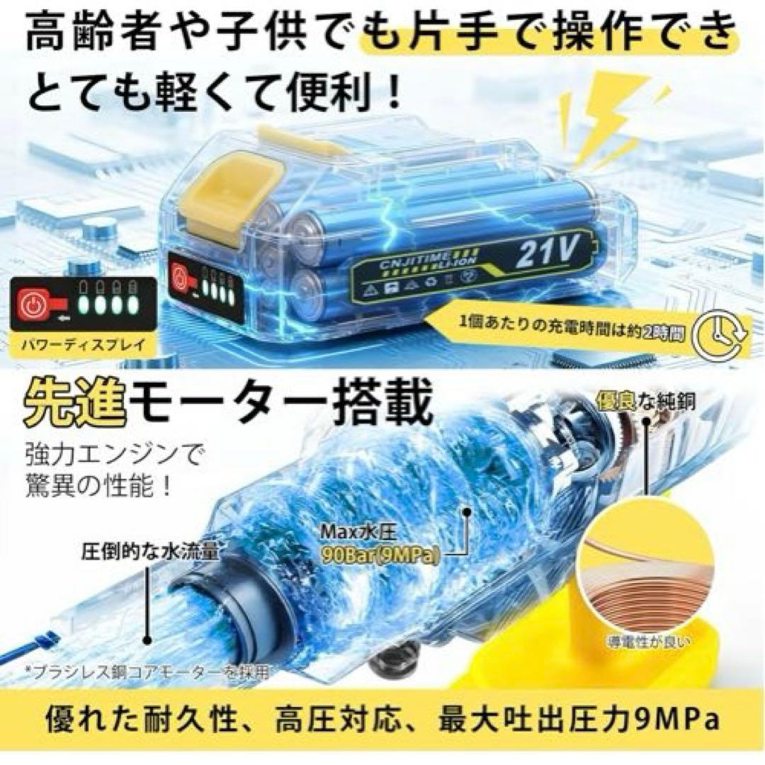 高圧洗浄機 軽量 コードレス ハンディ 残量表示PSE認証済み 収納ケース付き