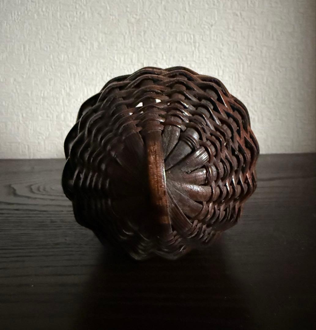 時代 蝉籠 花入 花籠 竹落し付 籠 花篭 掛花入 茶道具 骨董 古美術品