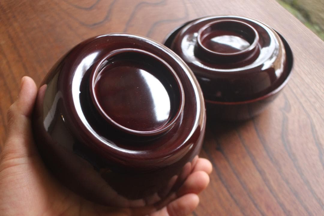 時代逸品！時代溜塗に優美なススキ蒔絵の映えるお椀2点（検京塗輪島塗蒔絵椀煮物椀