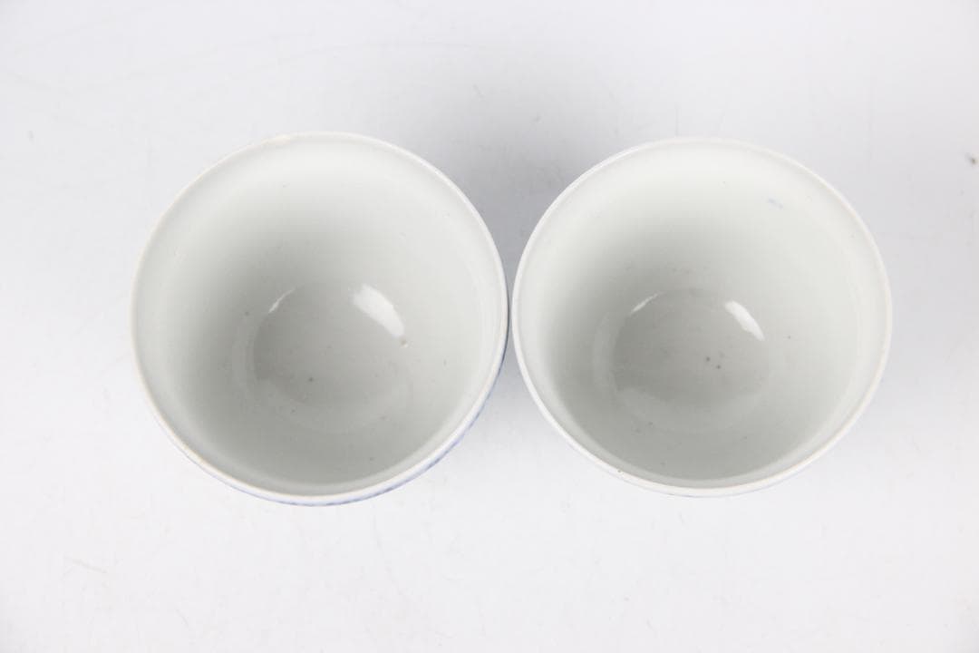 中国古美術 唐物 煎茶道具 染付　煎茶碗　盃　五客　 EY11-1