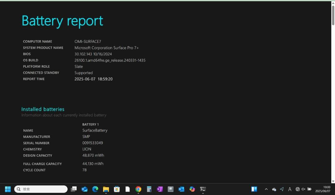 Surface Pro 7+ LTE バッテリー90％以上 Model 1961