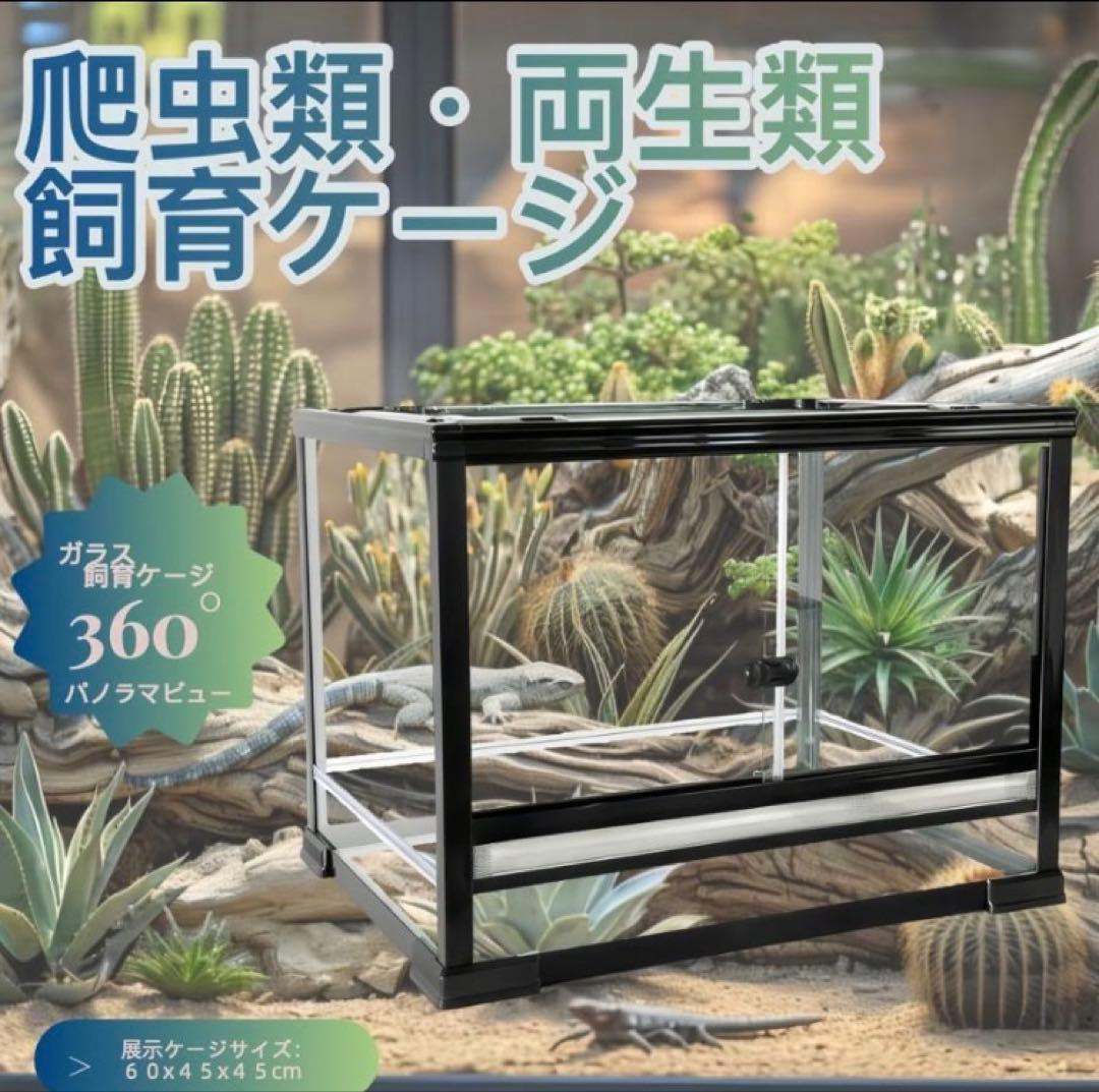 ガラス飼育ケージ、爬虫類両生類飼育ケージ60x45x80cmオリジナル送料込み