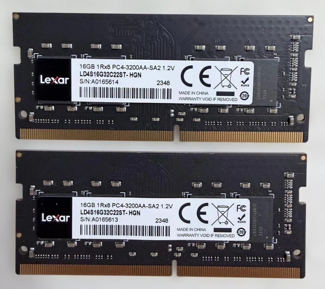 【高品質】Lexar DDR4-3200 メモリ 16GB×2枚（計32GB）