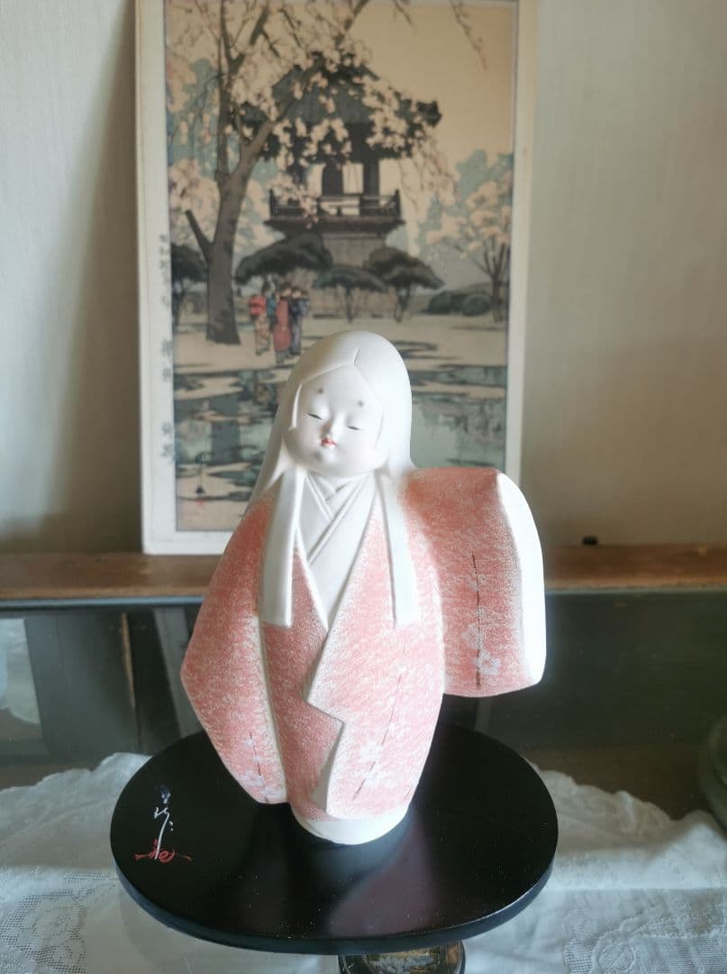 ヴィンテージ 博多人形『陽春』 春生作 美しいお顔 手描手彩色 時代物 日本人形