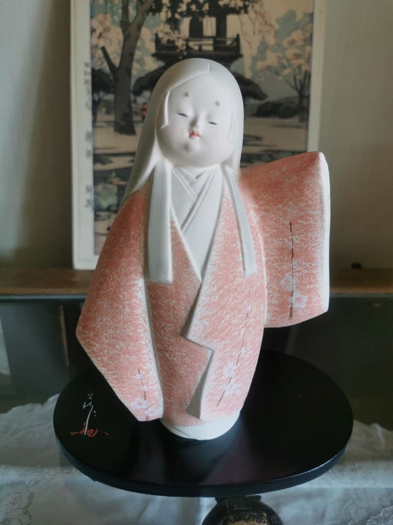 ヴィンテージ 博多人形『陽春』 春生作 美しいお顔 手描手彩色 時代物 日本人形