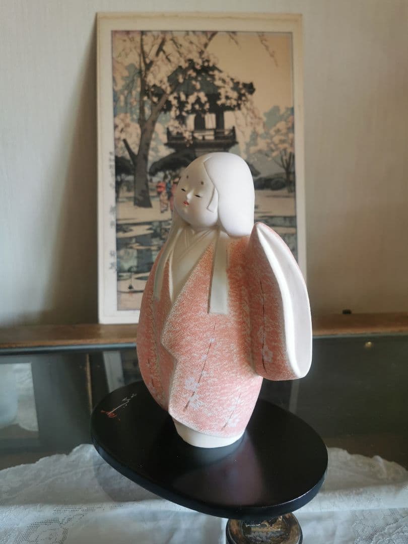ヴィンテージ 博多人形『陽春』 春生作 美しいお顔 手描手彩色 時代物 日本人形