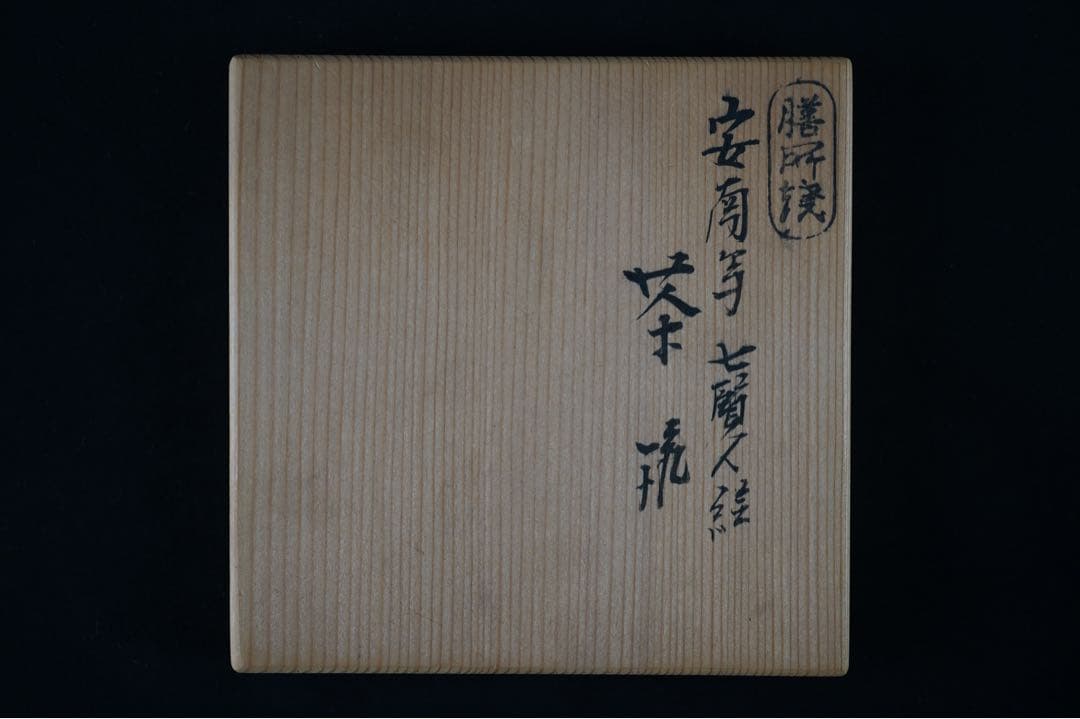 岩崎新定 膳所焼 安南写 七賢人絵 茶碗 共箱 茶道具