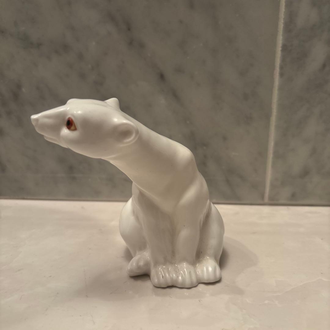 70年代アメリカ生きているように美しい瞳で覗き込むシロクマ陶器