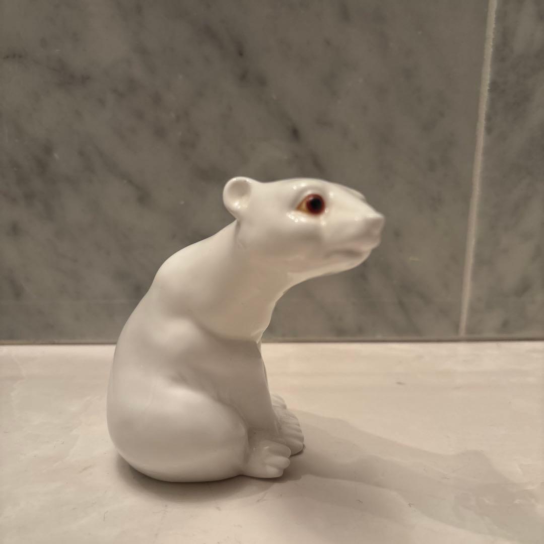 70年代アメリカ生きているように美しい瞳で覗き込むシロクマ陶器