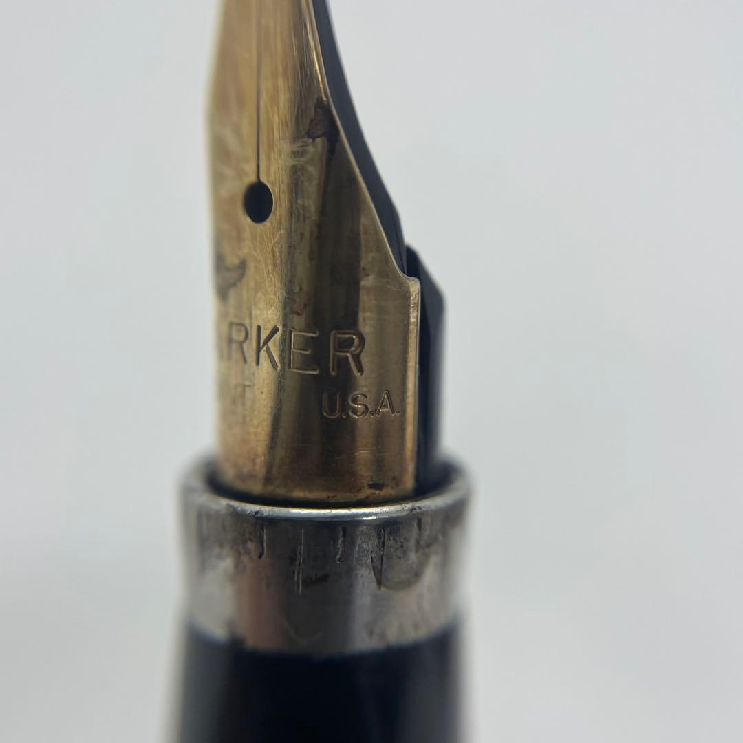 Parker パーカー万年筆 シルバー 格子模様 14K