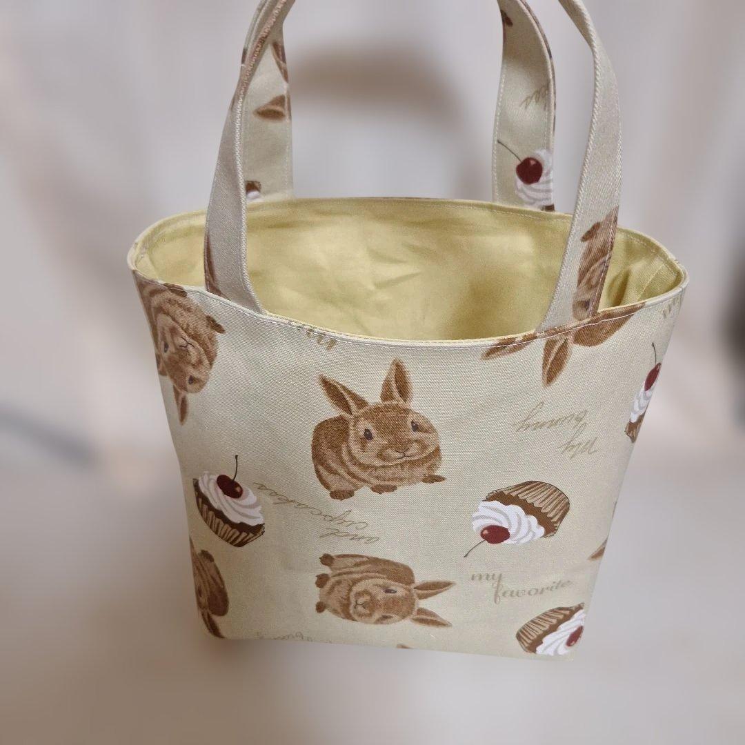 うさぎパネル生地　ハンドメイド　ミニバック