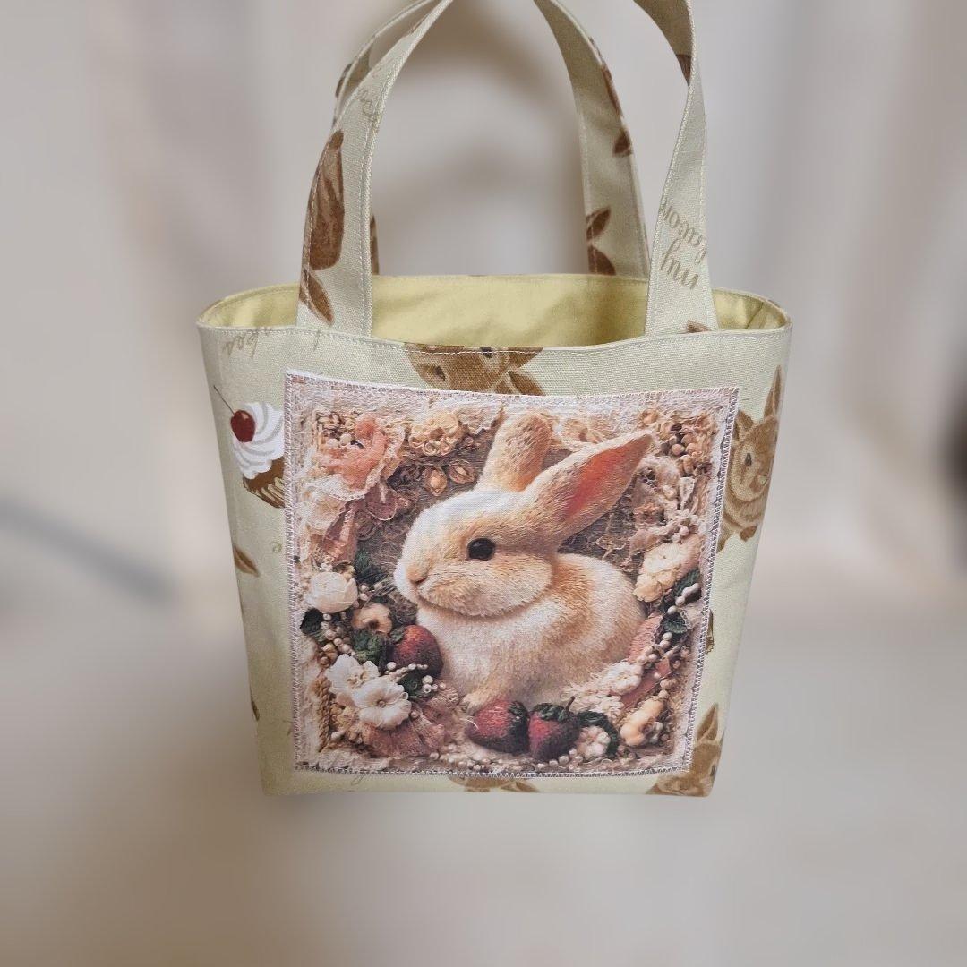 うさぎパネル生地　ハンドメイド　ミニバック