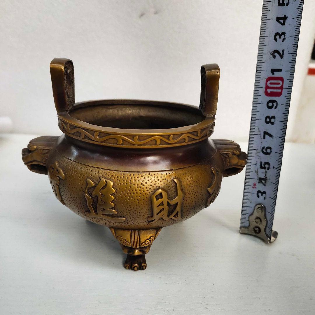 銅 細工 茶道具　香道具　蓋置　置物　三脚の香炉　銅製