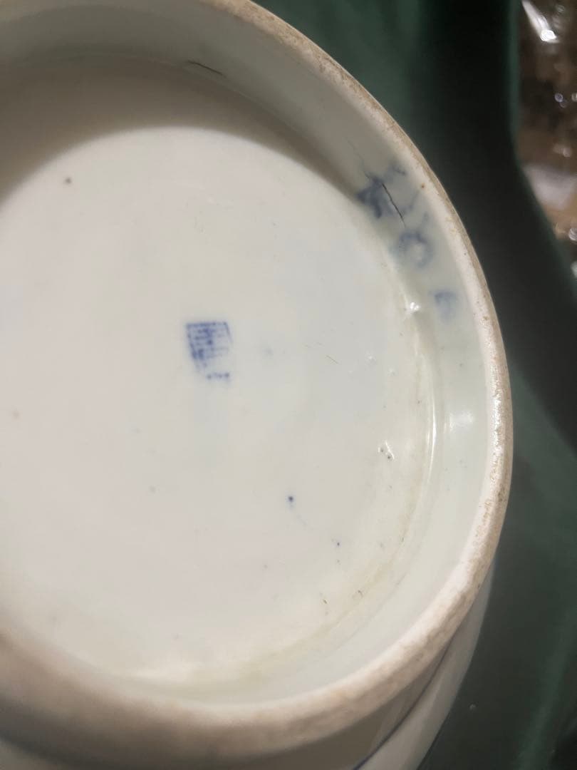 中国骨董品？古い染付 、古い青と白の花柄ボウル 旧家蔵出し （澄んだ声）